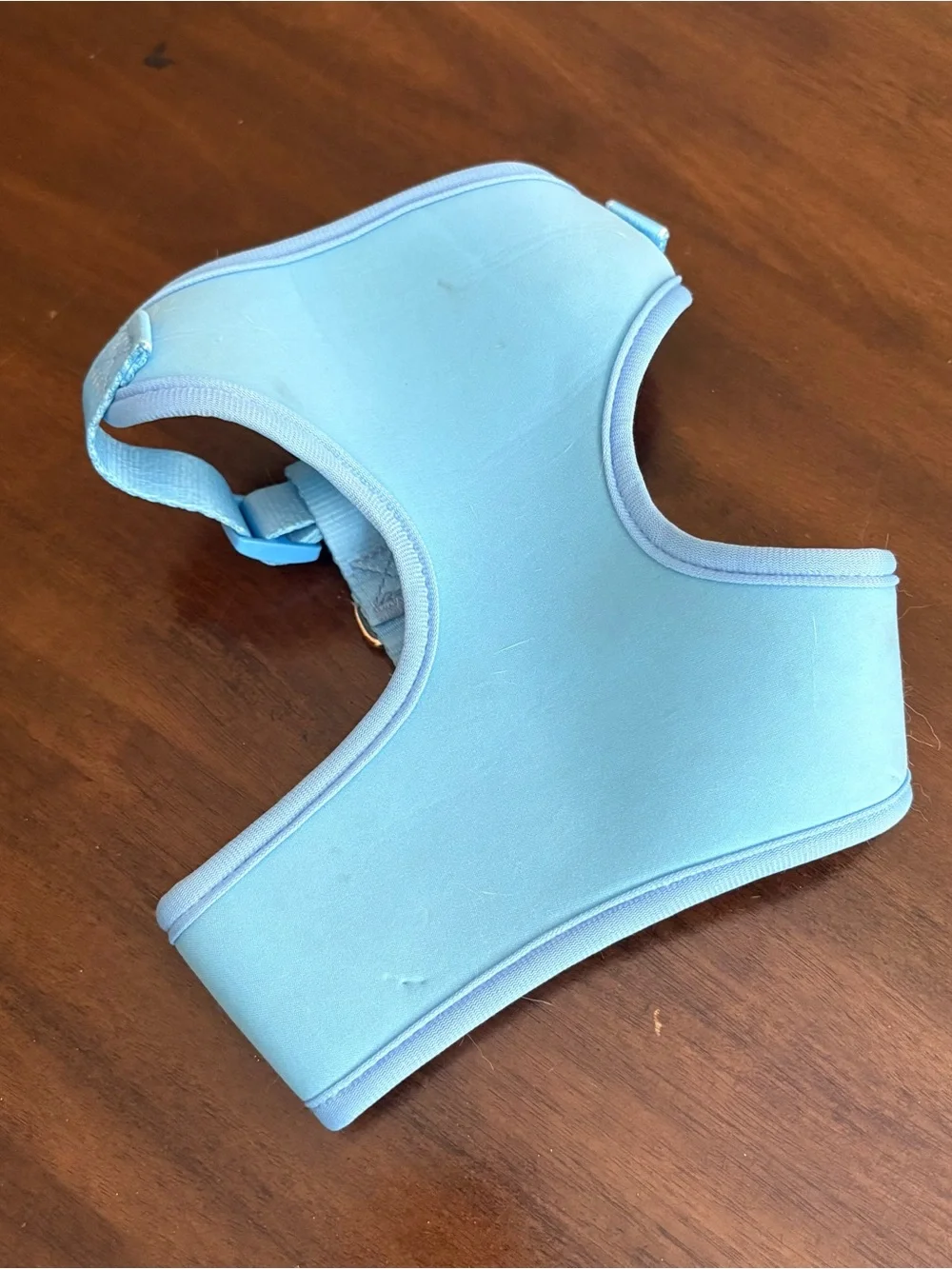 Baby blue dog harness medium comfort 16”-20” adjustable travel